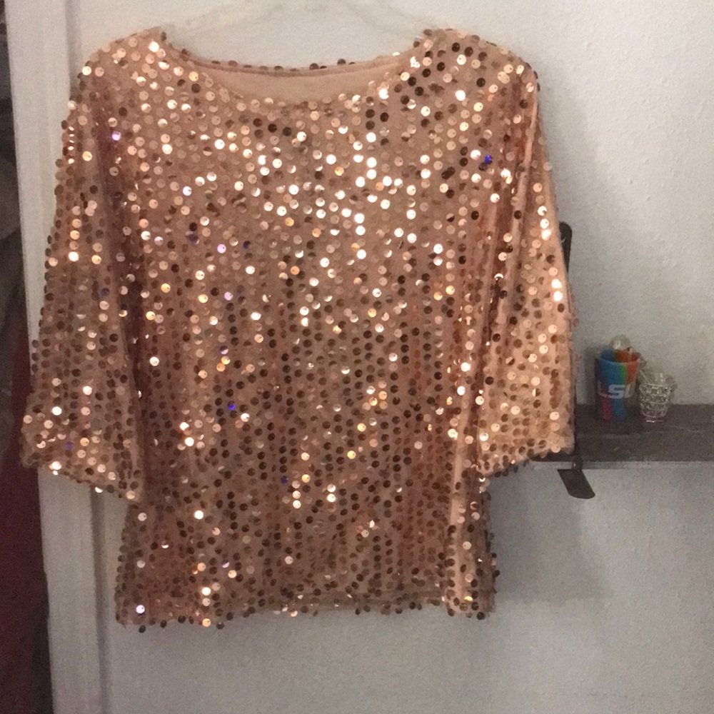 Sequin Embellished Women's Top - Gold
